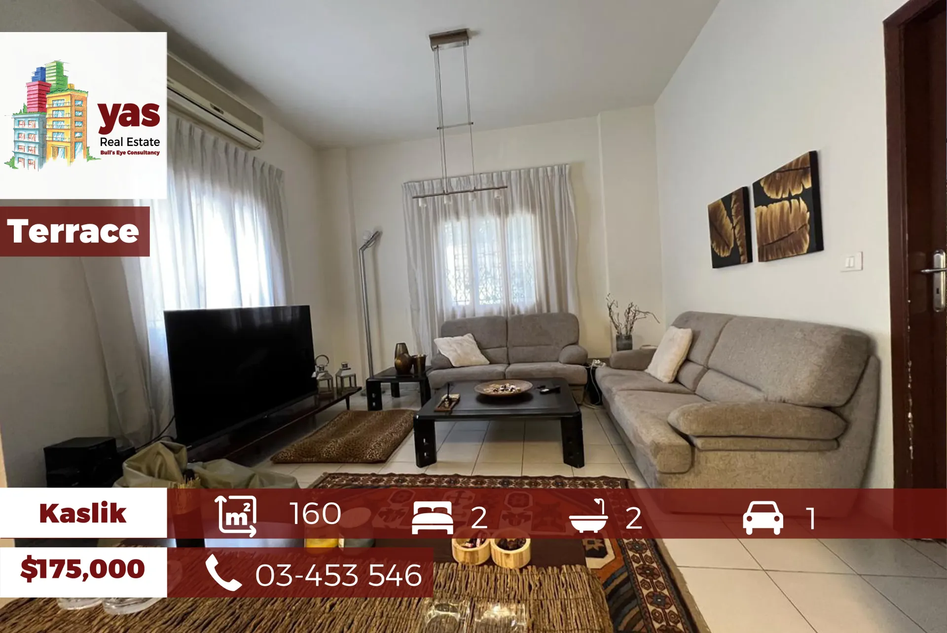 Apartment for Sale in Kaslik - 2 bed, 2 bath