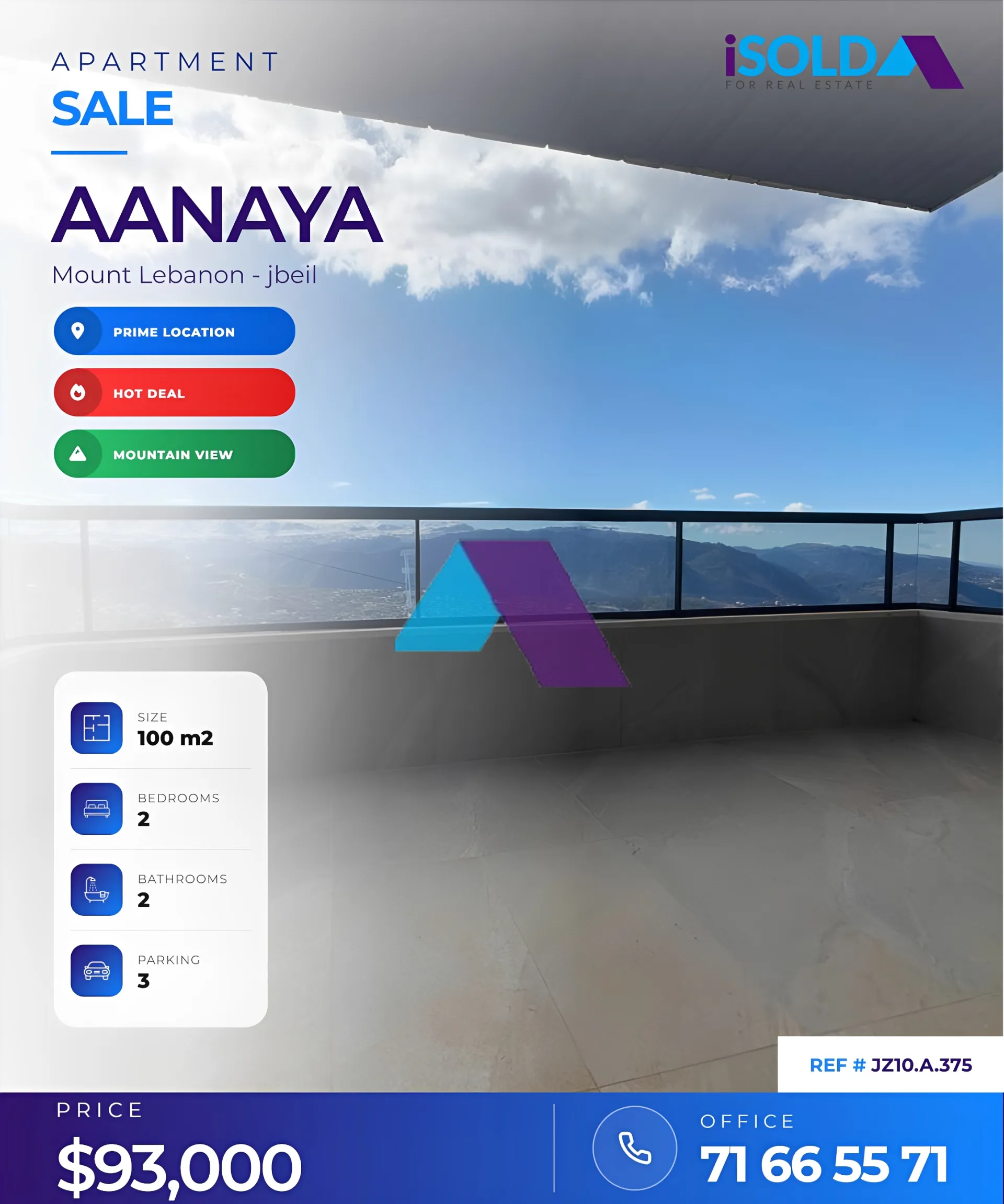 Apartment for Sale in Aannaya - 2 bed, 2 bath
