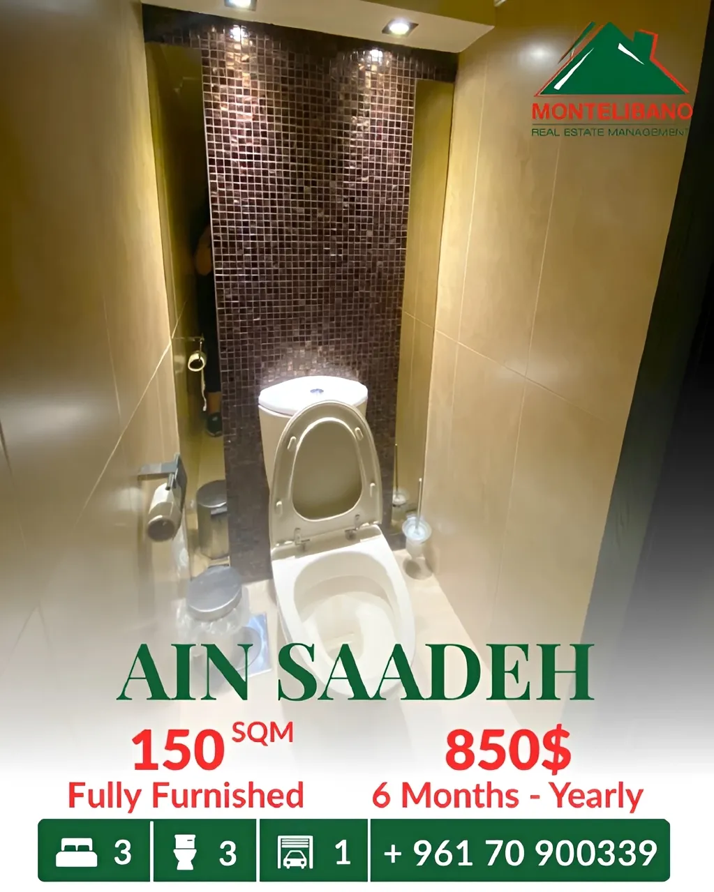 Apartment for rent in Ain Saadeh, Lebanon