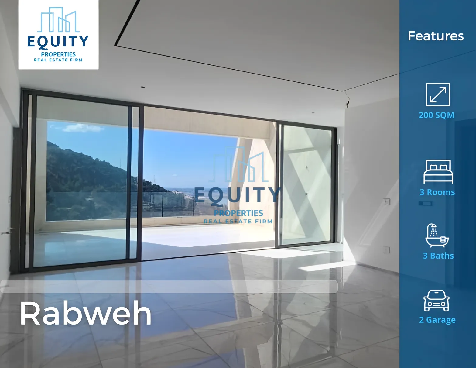 Apartment for sale in Rabweh, Metn, Lebanon - 3 bed, 3 bath