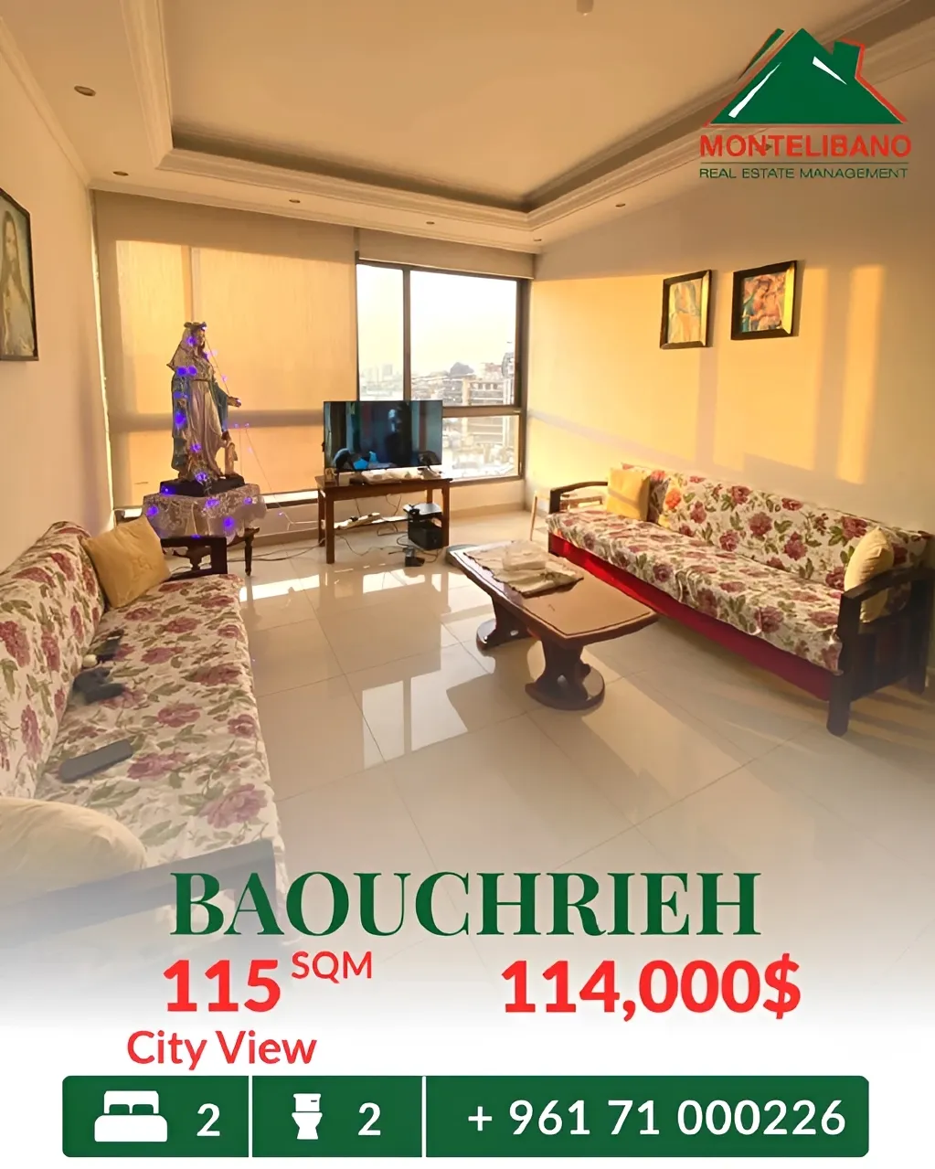 Apartment for sale in Baouchriyeh