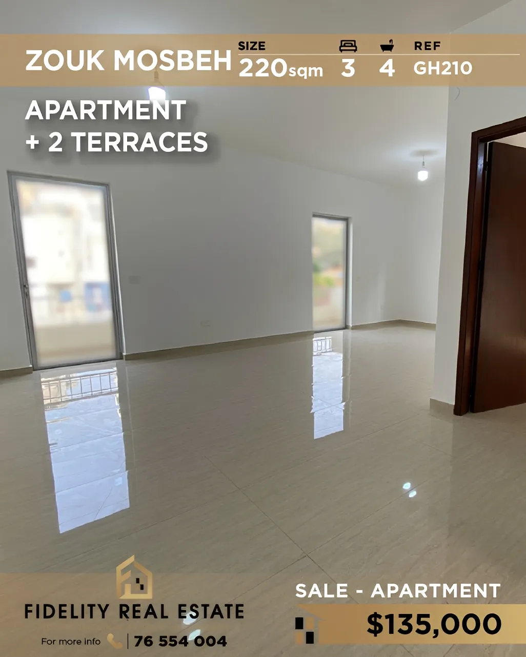 Apartment for sale in Zouk Mosbeh, Lebanon - 3 bed, 4 bath