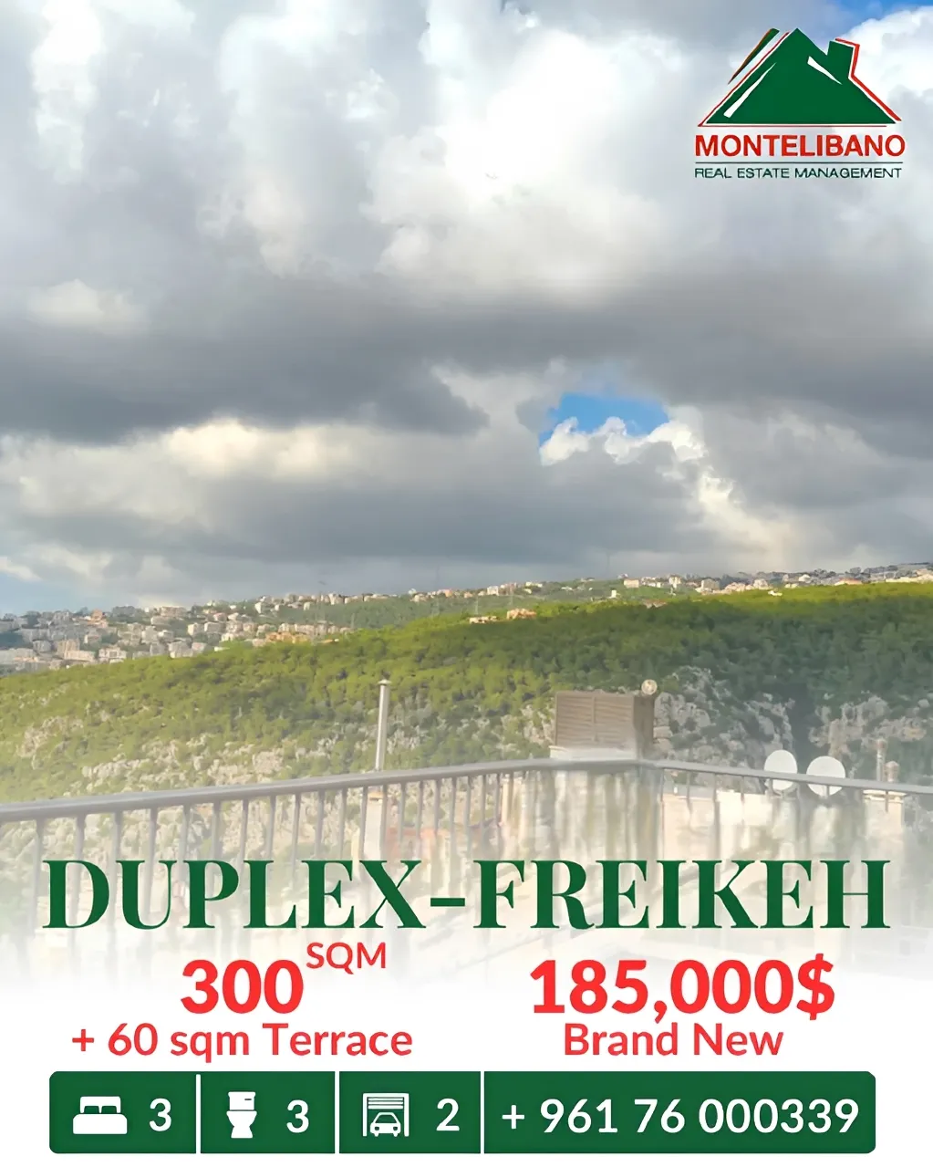 Duplex for sale in Fraikeh, Lebanon - 3 bed, 3 bath