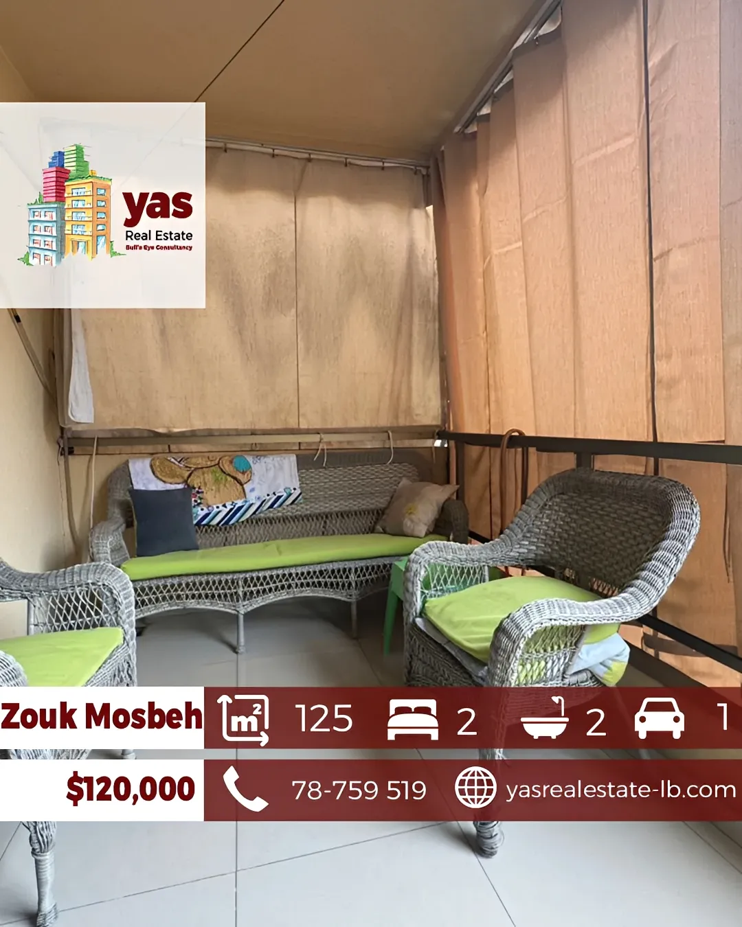 Apartment for Sale in Zouk Mosbeh - 2 bed, 2 bath