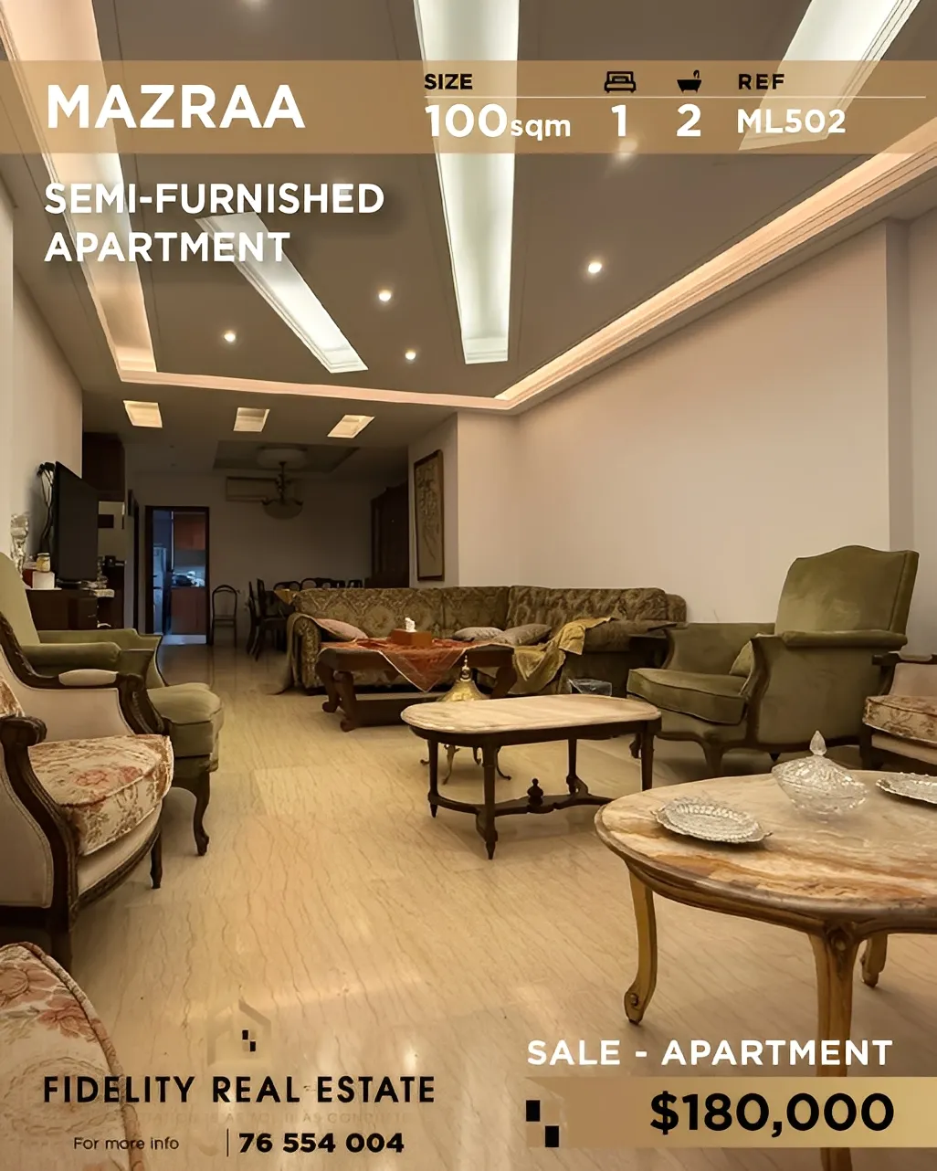 Apartment for Sale in Mazraa, Bayrut, Lebanon