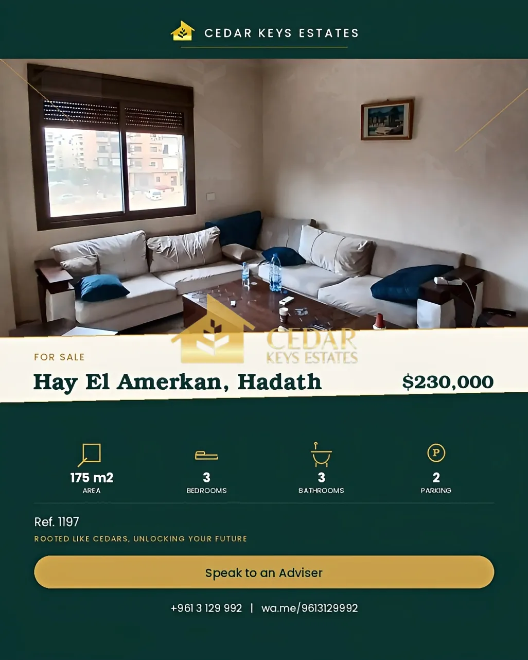 Apartment for sale in Hadath
