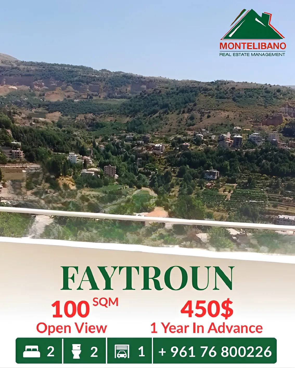 Apartment for rent in Faitroun, Lebanon