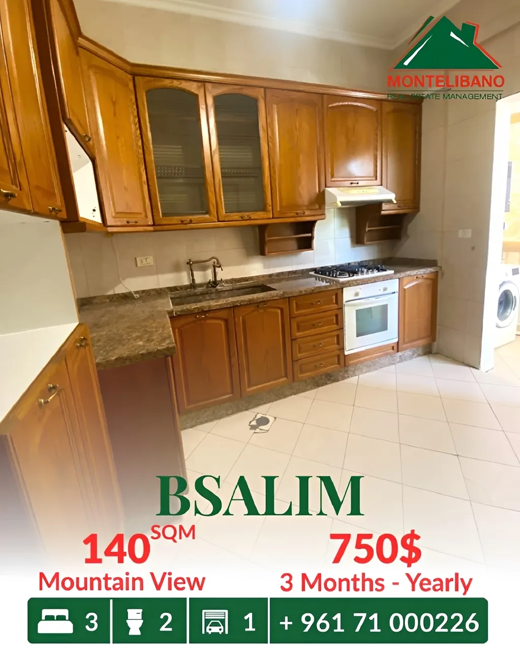 Apartment for rent in Bsalim