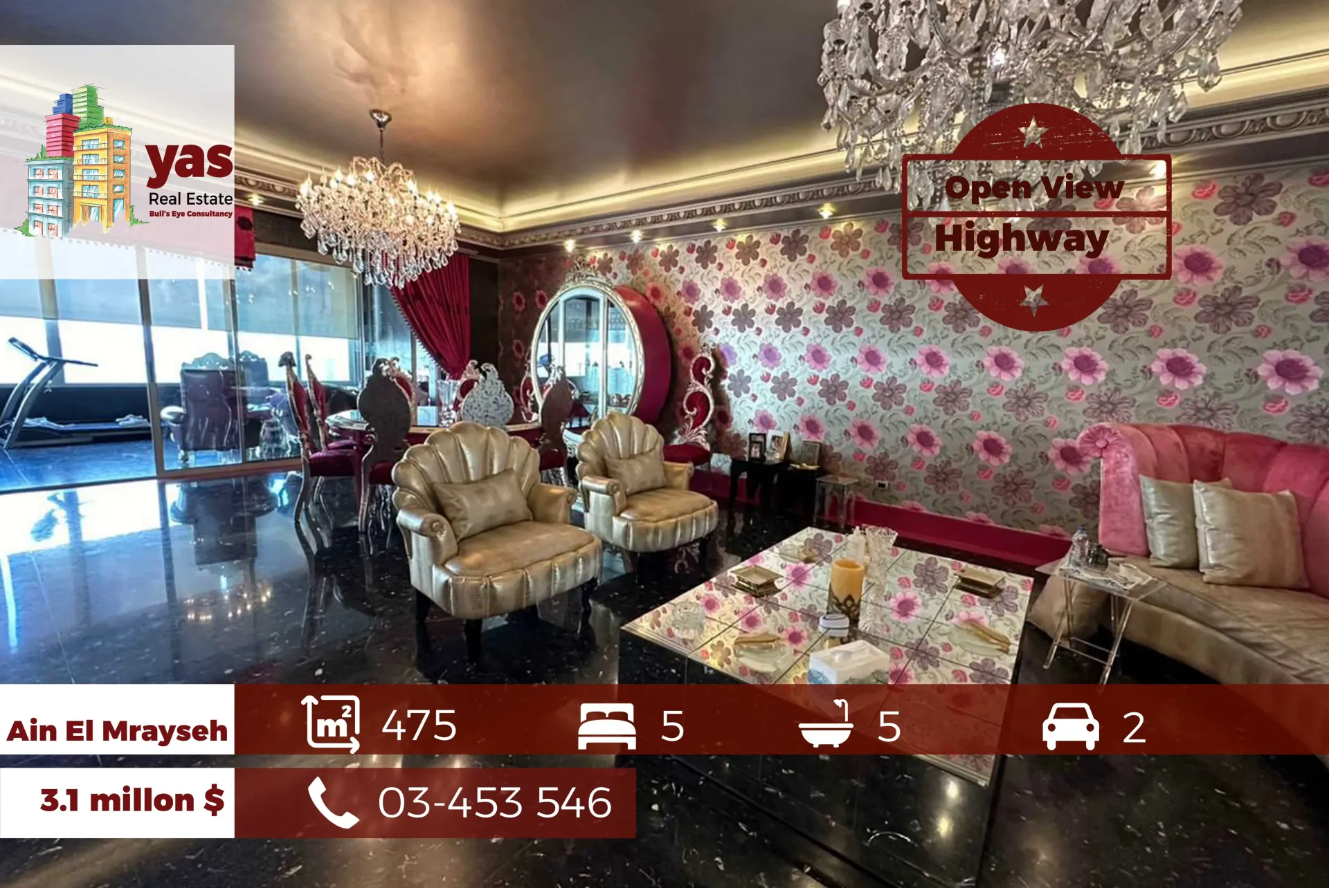 Apartment for Sale in Ain Al Mraiseh - 5 bed, 5 bath