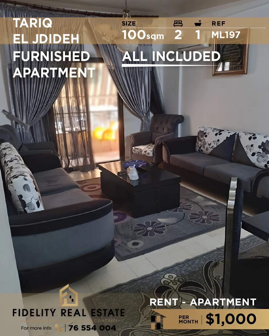 Apartment for rent in Tariq El Jdideh, Beirut, Lebanon - 2 bed, 1 bath