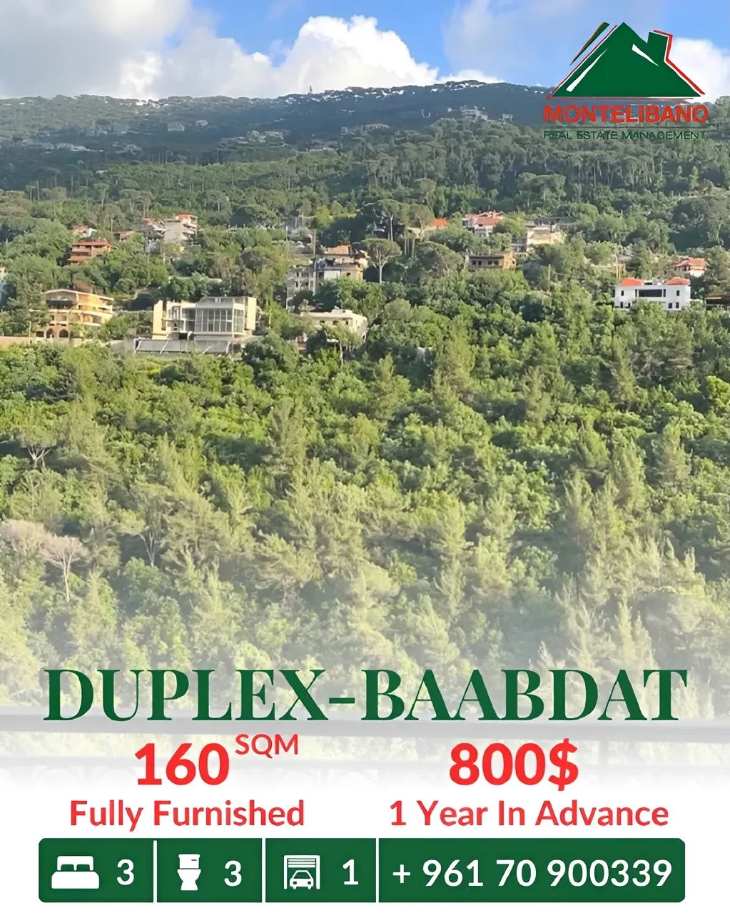 Duplex for rent in Baabdat, Lebanon - 3 bed, 3 bath
