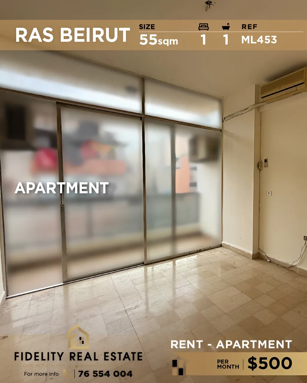 Apartment for rent in Ras Beirut, Beirut, Lebanon - 1 bed, 1 bath