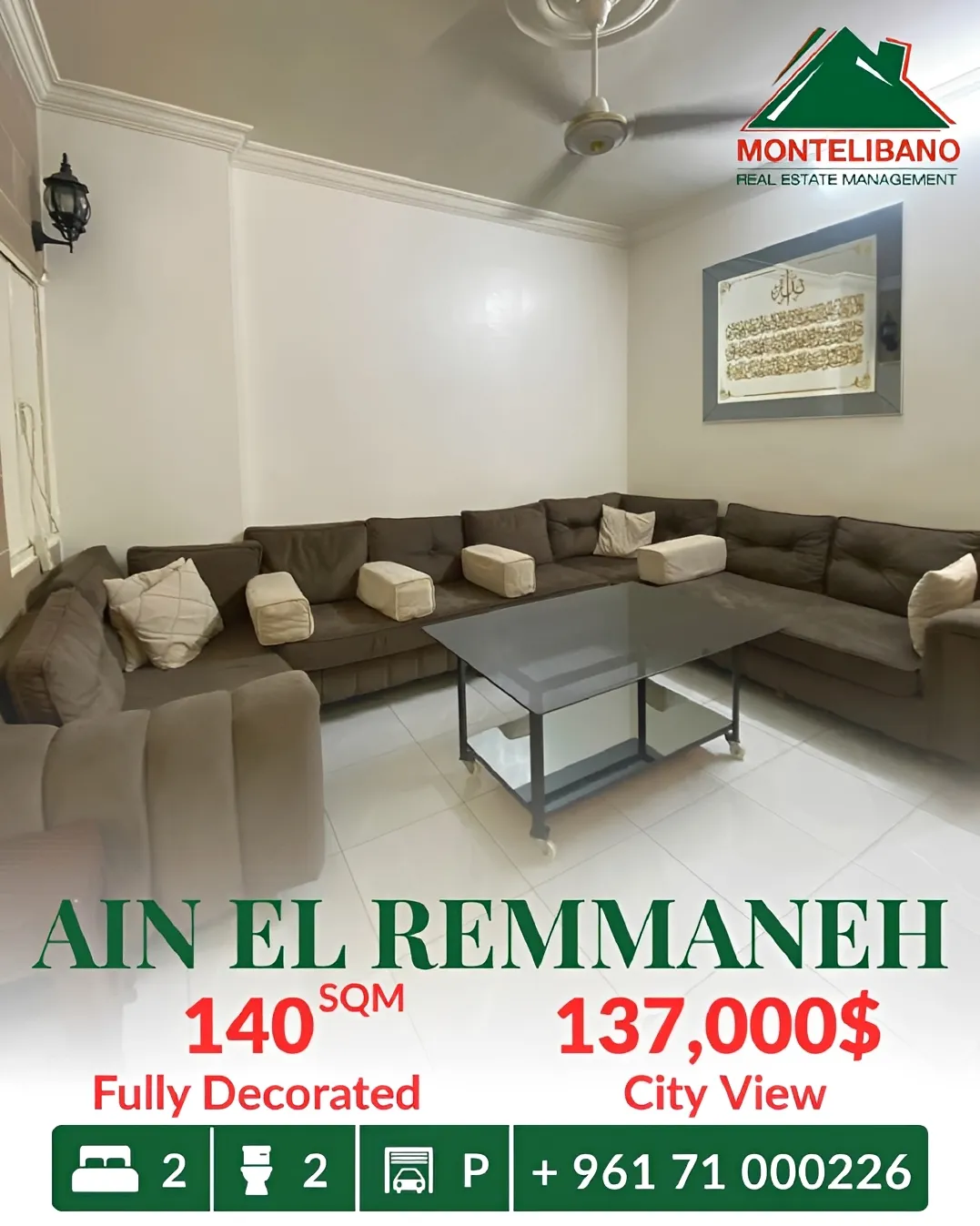 Apartment for sale in Ain El Remmaneh, Lebanon