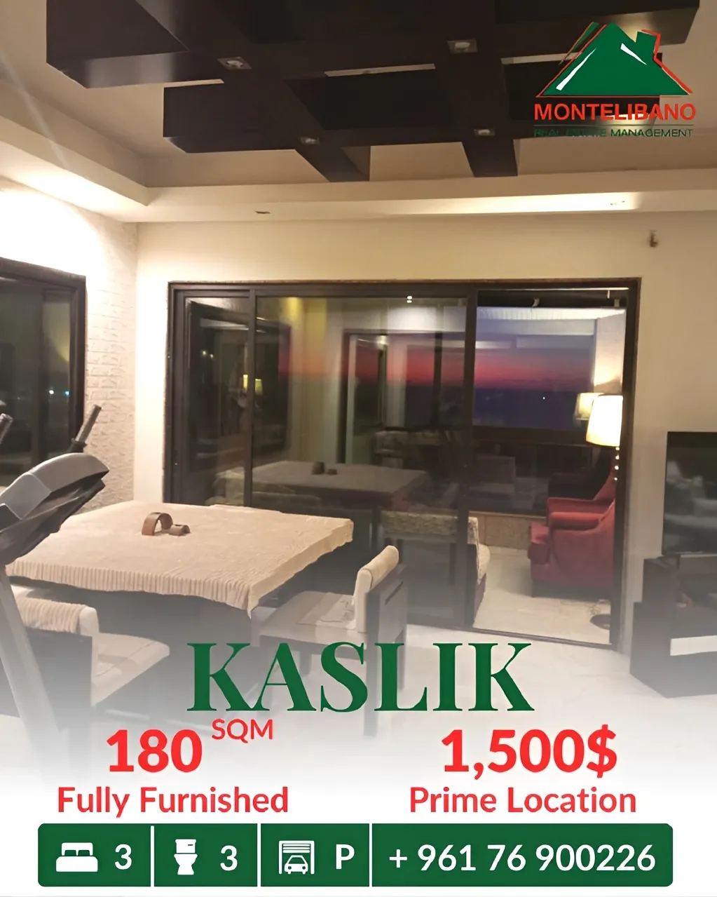 Apartment for rent in Kaslik, Lebanon