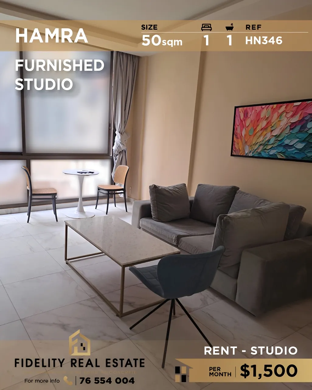 Studio for rent in Hamra, Beirut, Lebanon - 1 bed, 1 bath
