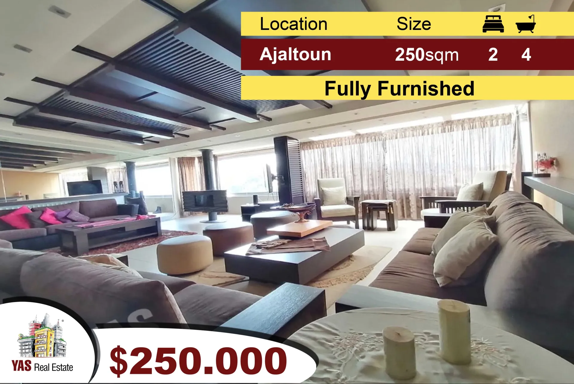 Apartment for Sale in Ajaltoun - 2 bed, 4 bath