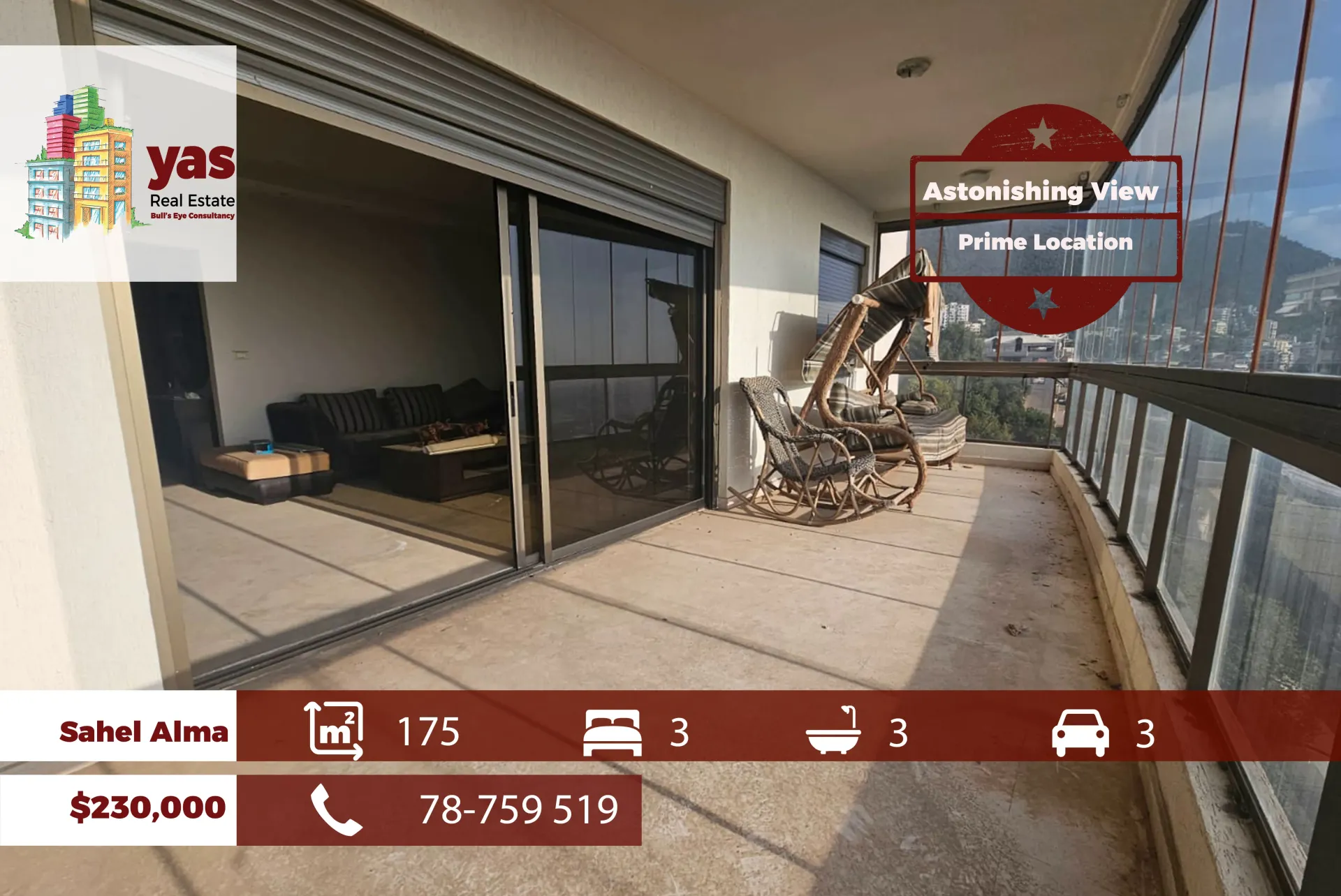Apartment for Sale in Sahel Alma - 3 bed, 3 bath
