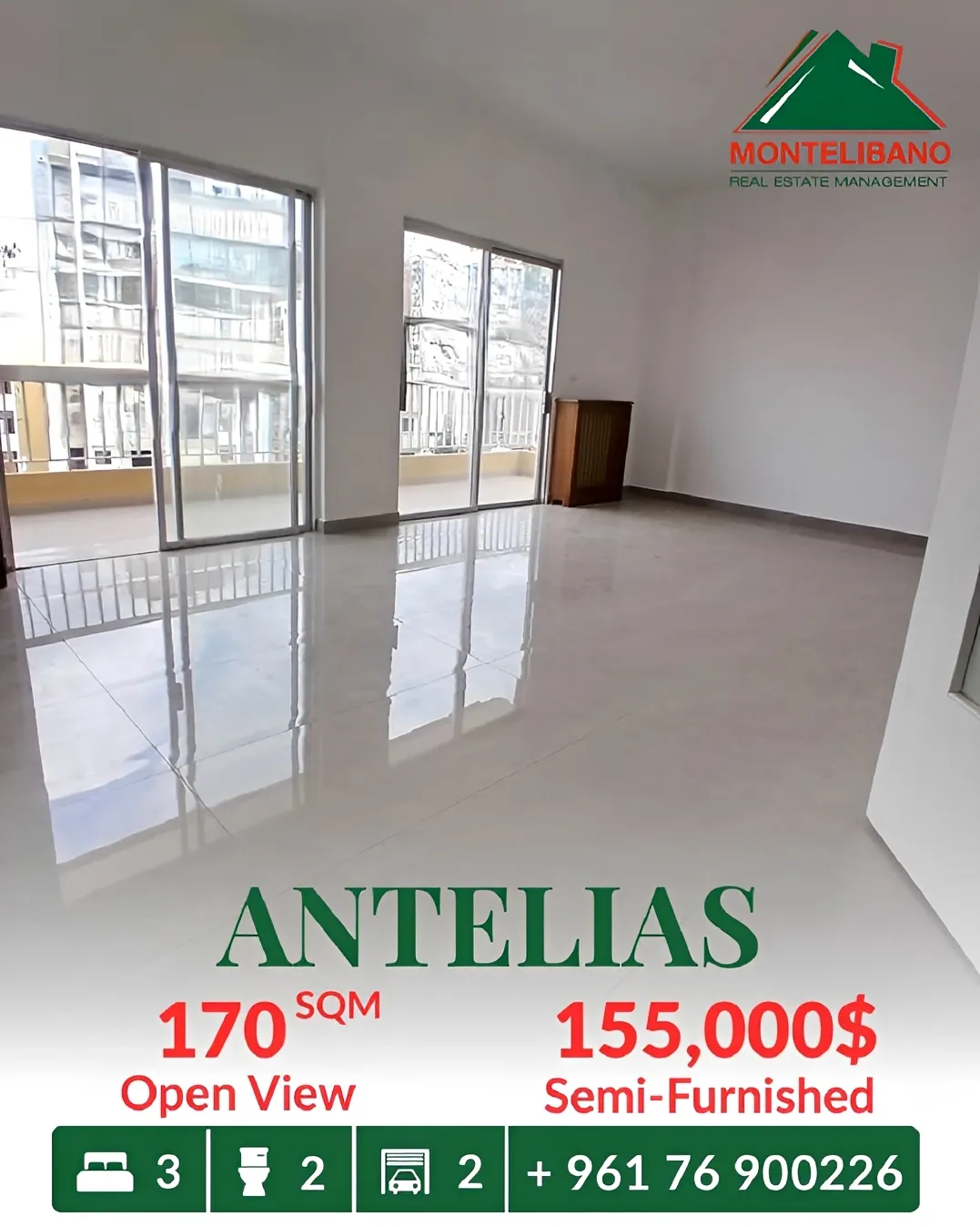 Apartment for sale in Antelias, Lebanon - 3 bed, 2 bath