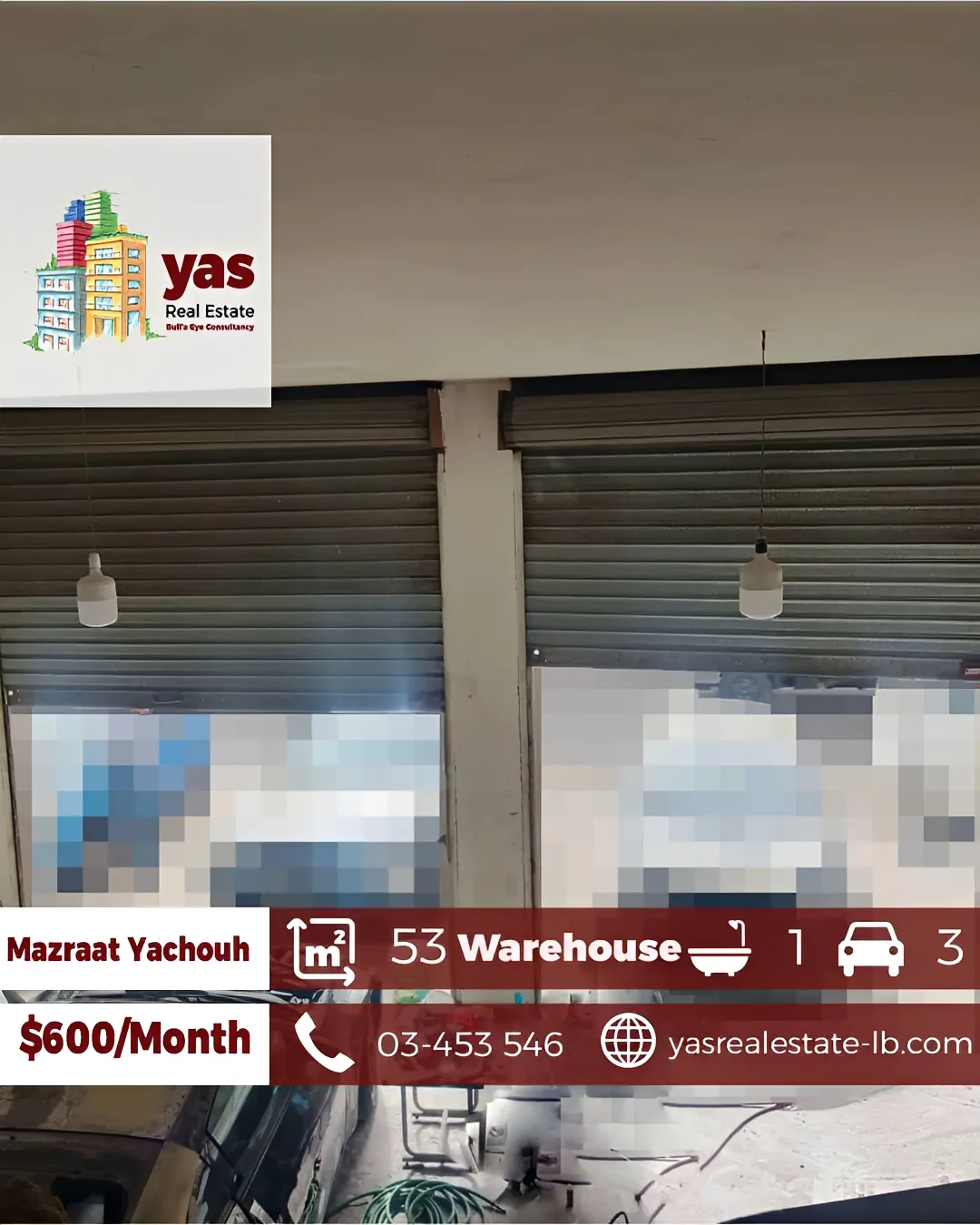 Warehouse for rent in Mazraat Yachou