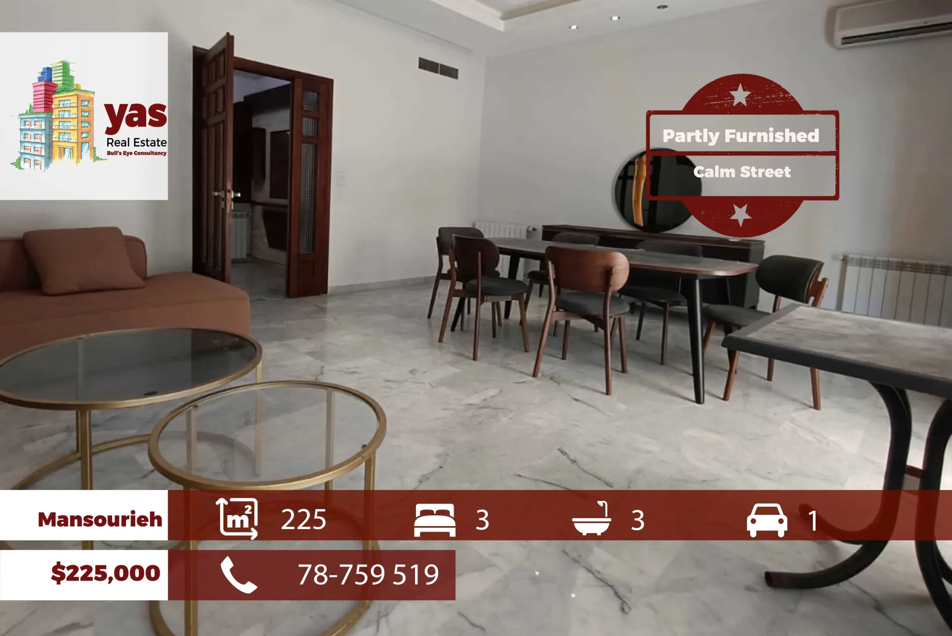 Apartment for Sale in Mansourieh - 3 bed, 3 bath