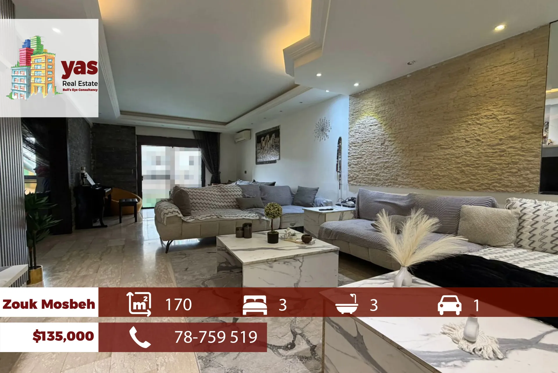 Apartment for Sale in Zouk Mosbeh - 3 bed, 3 bath