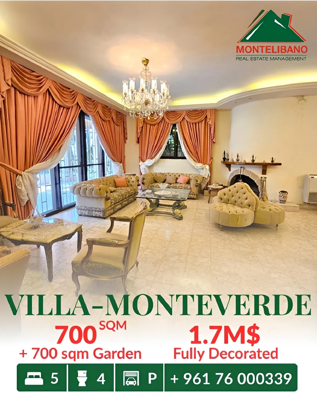 Villa for sale in Monteverde Main Street، Lebanon - 5 bed, 4 bath
