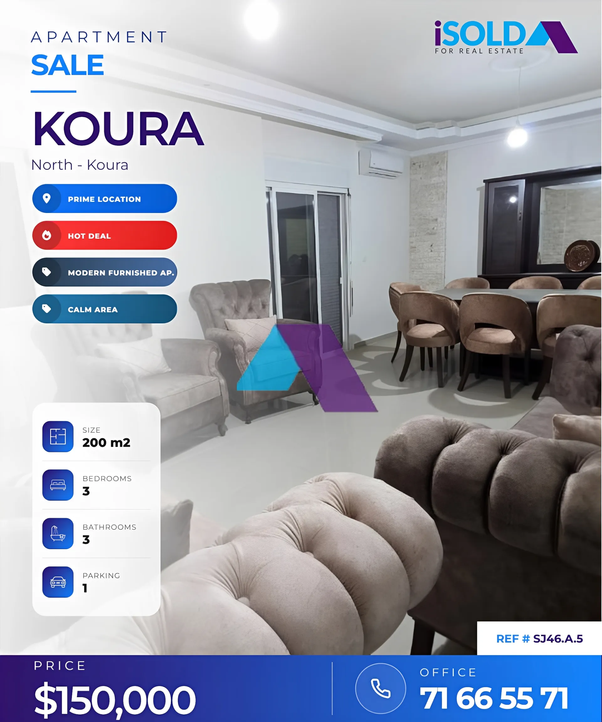 Apartment for Sale in Koura - 3 bed, 3 bath