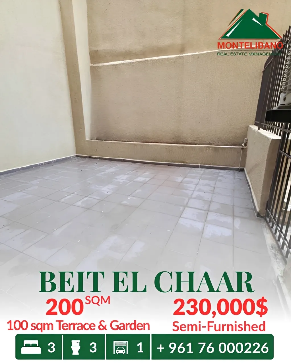 Apartment for sale in Beit El Chaar