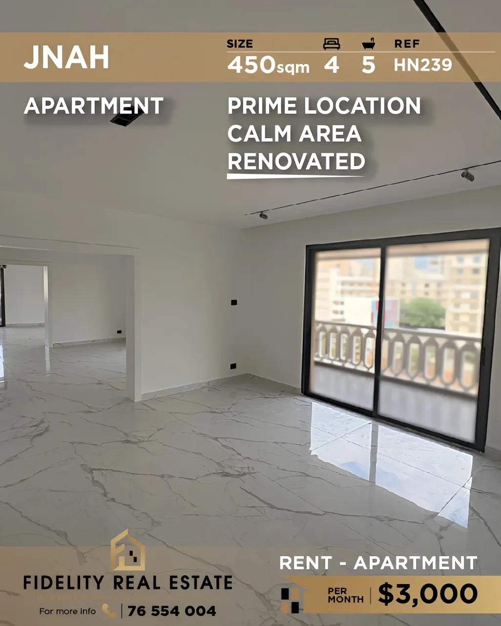 Apartment for rent in Jnah, Lebanon - 4 bed, 5 bath