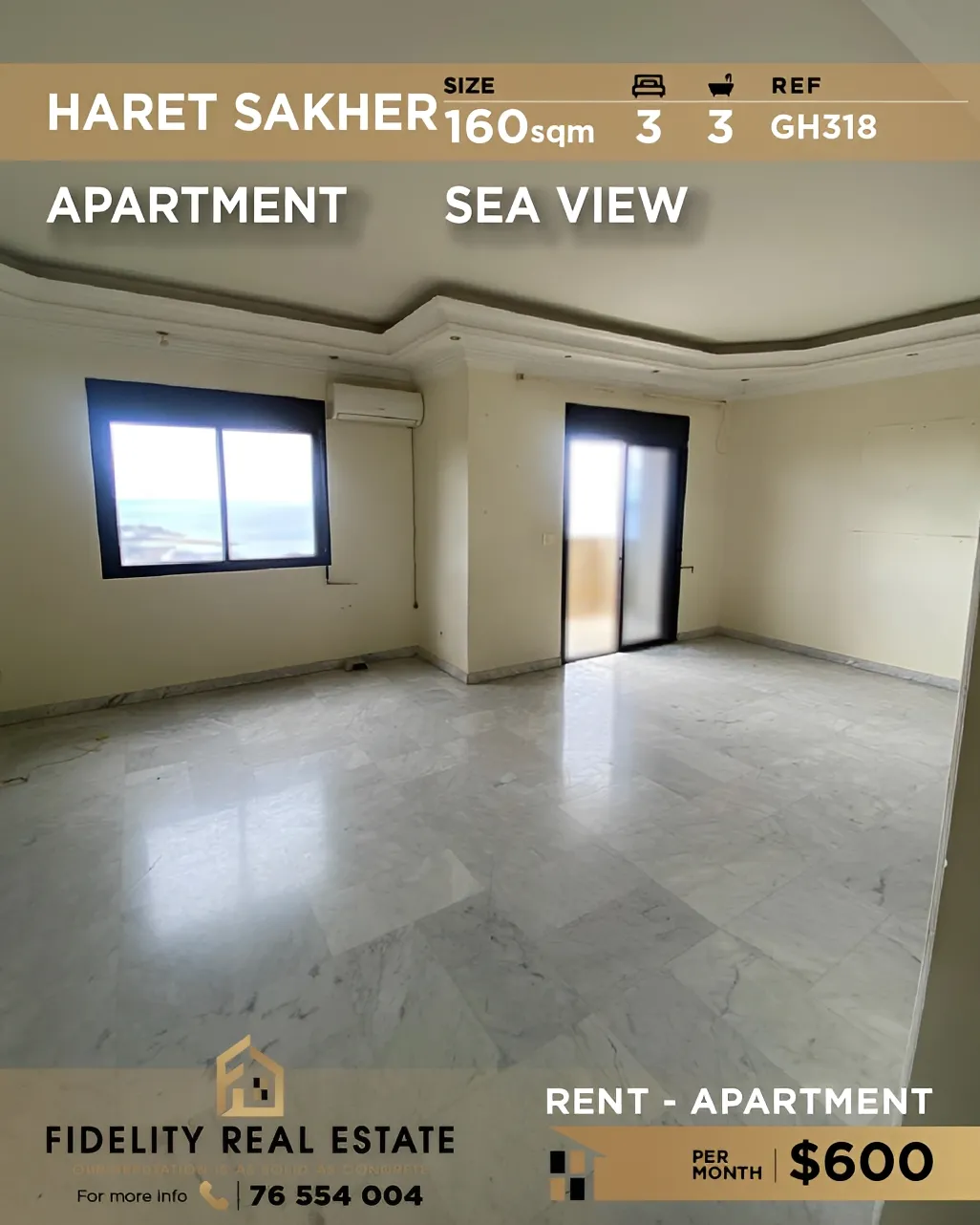 Apartment for rent in Haret Sakher, Lebanon - 3 bed, 3 bath