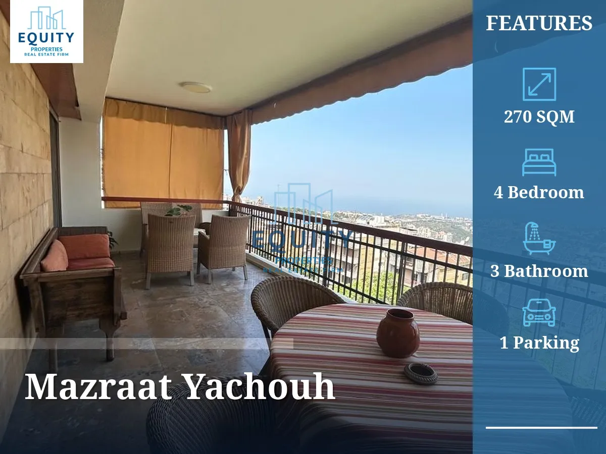 Apartment for sale in Mazraat Yachouh - 4 bed, 3 bath