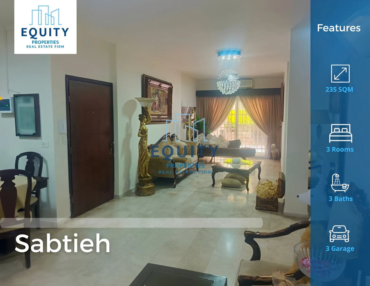Apartment for sale in Sabtiyeh, Lebanon - 3 bed, 3 bath