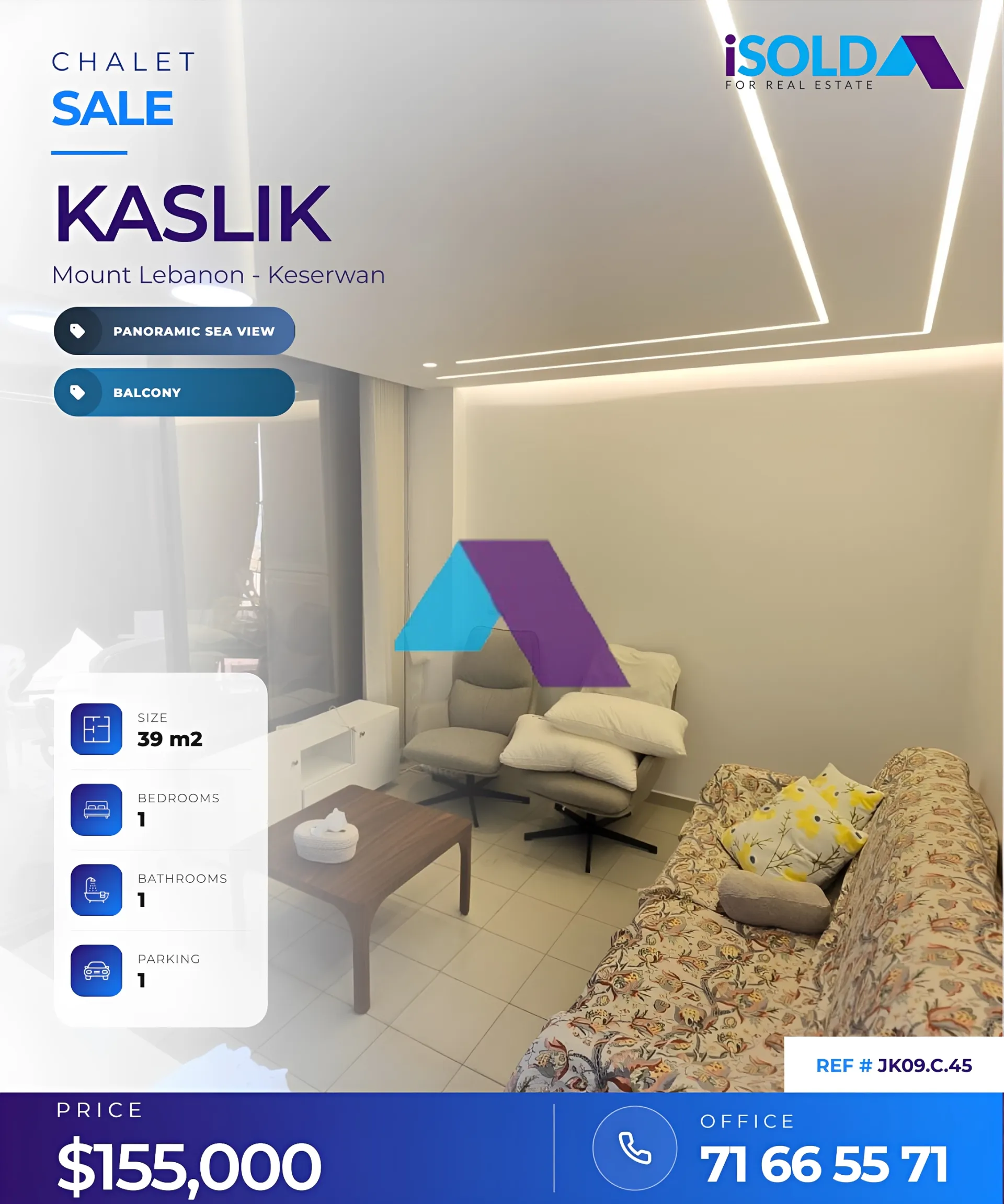 Chalet for sale in Kaslik, Lebanon - 1 bed, 1 bath