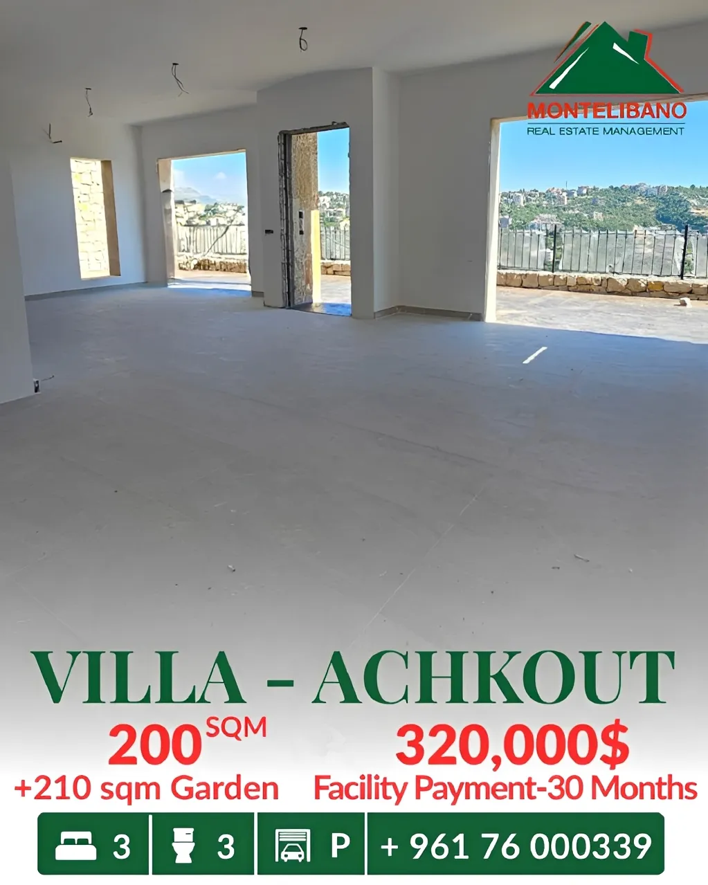 Villa for sale in Ashqout, Lebanon - 3 bed, 3 bath