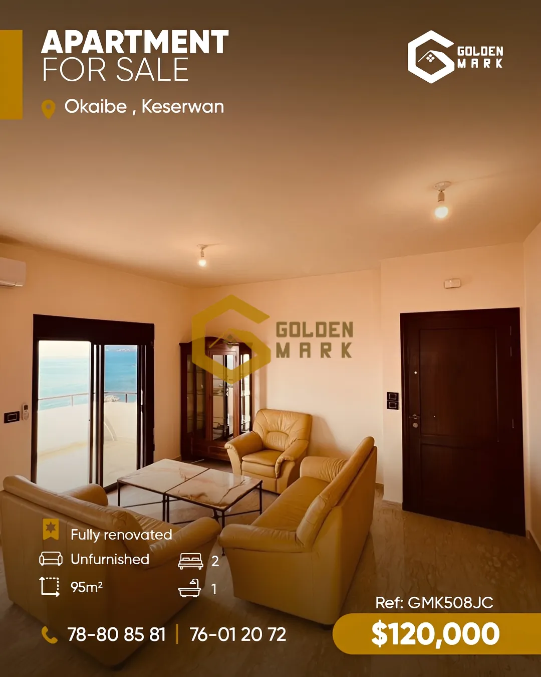 Apartment for Sale in Okaibeh, Metn - 2 bed, 1 bath