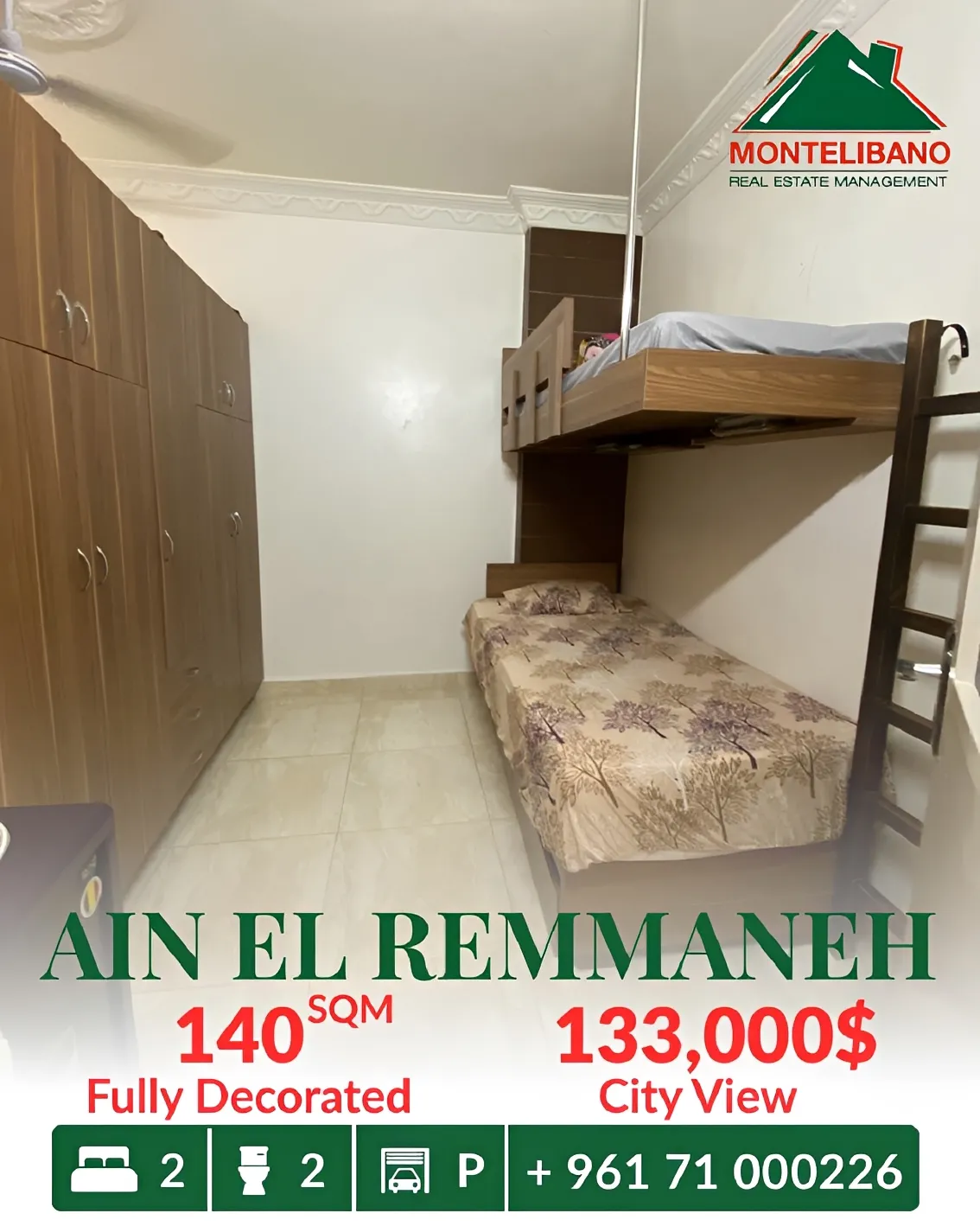 Apartment for sale in Ain El Remmaneh, Lebanon