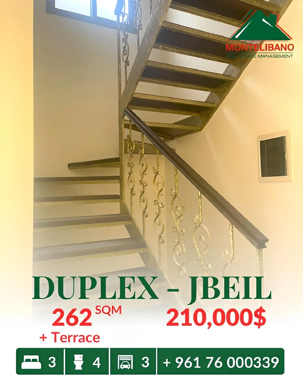 Duplex for sale in Jbeil, Lebanon - 3 bed, 4 bath