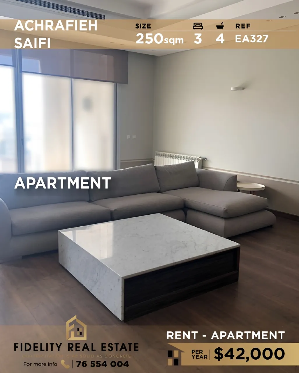 Apartment for rent in Saifi Village, Beirut, Lebanon