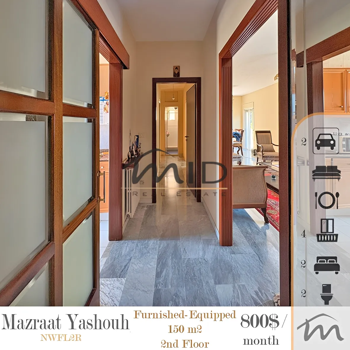 Apartment for rent in Mazraat yachoua, lebanon - 2 bed, 2.0 bath