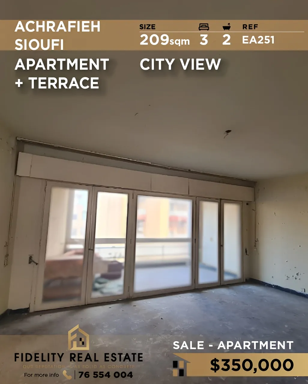 Apartment for sale in Achrafieh, Beirut, Lebanon - 3 bed, 2 bath