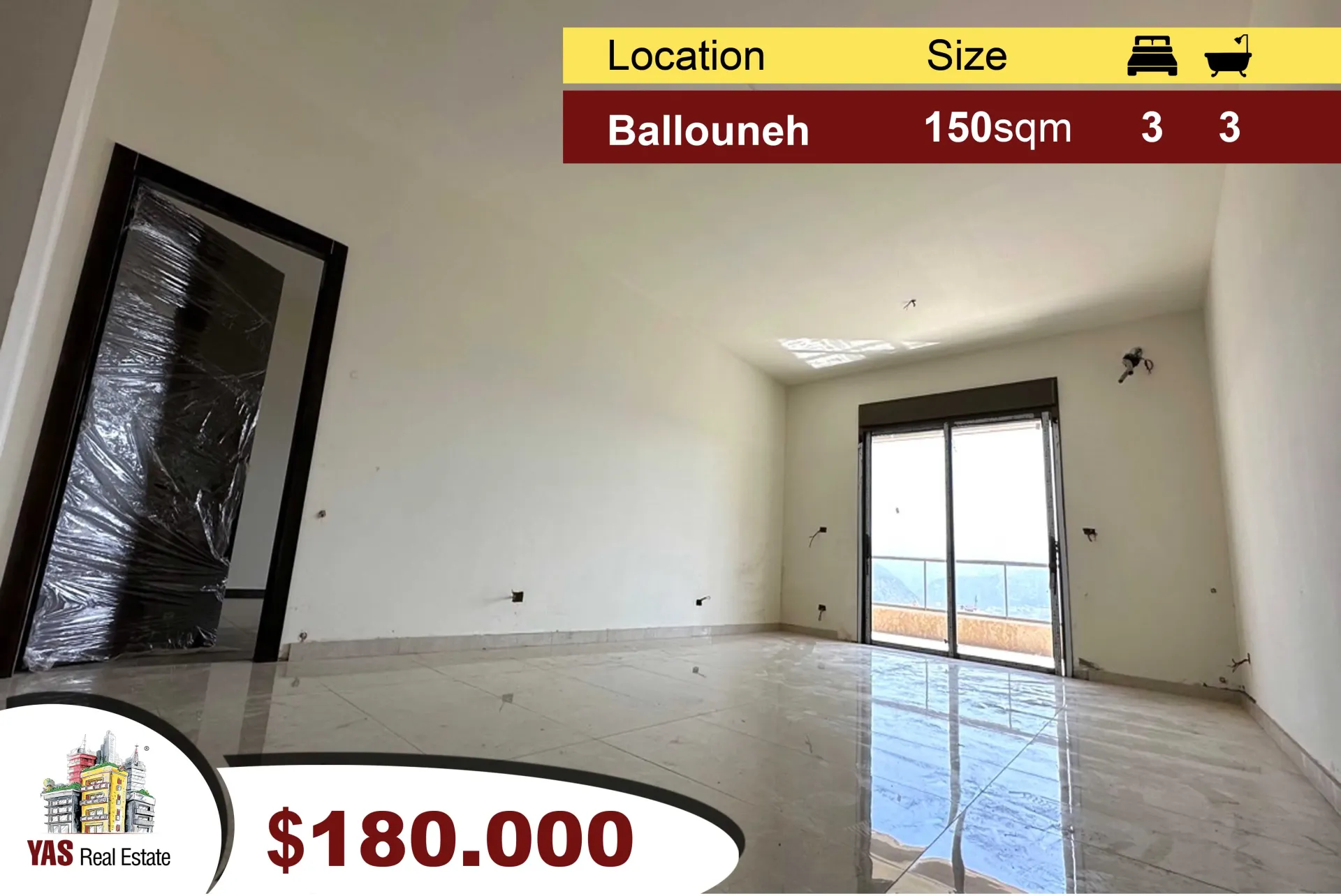 Apartment for Sale in Ballouneh - 3 bed, 3 bath