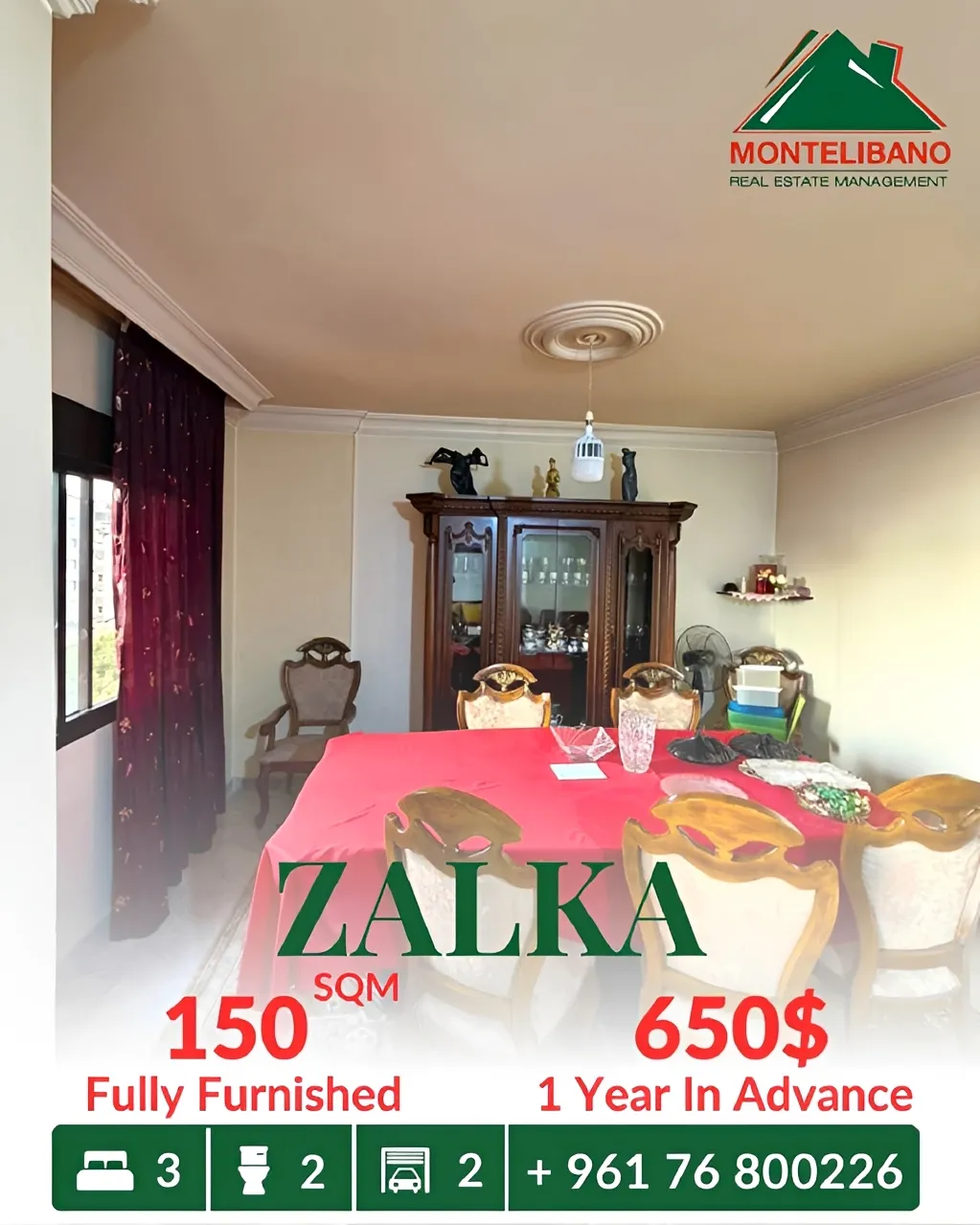 Apartment for rent in Zalqa, Lebanon