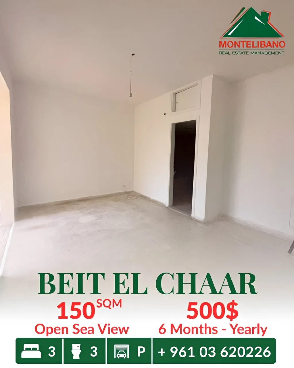 Apartment for rent in Beit El Chaar