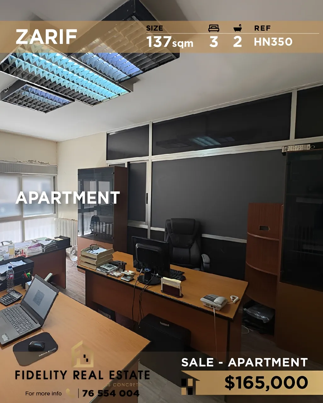 Apartment for sale in Zarif, Bayrut, Lebanon - 3 bed, 2 bath