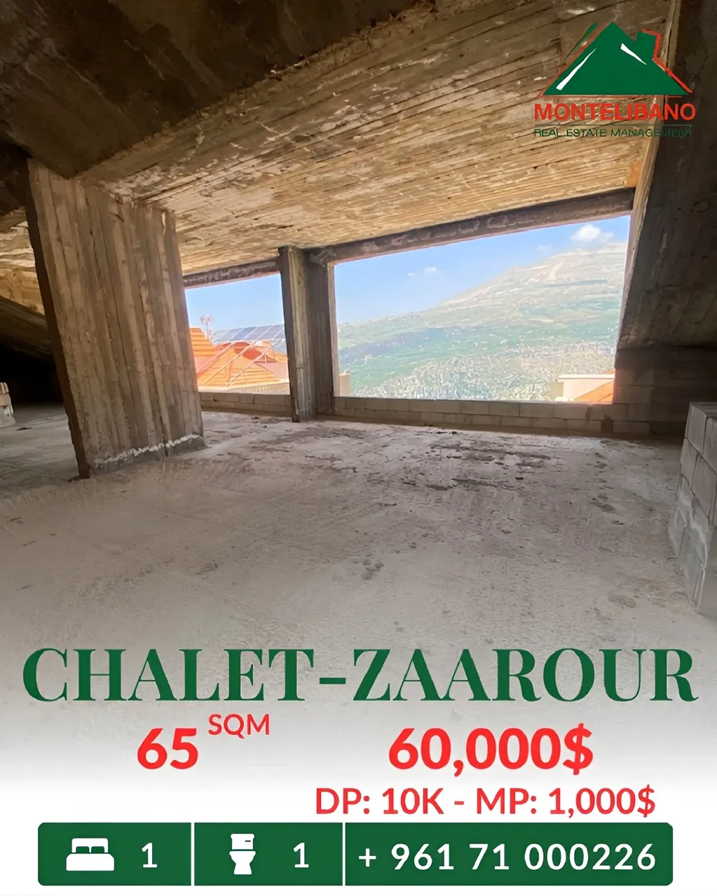 Chalet for sale in Zaarour, Lebanon, Lebanon - 1 bed, 1 bath