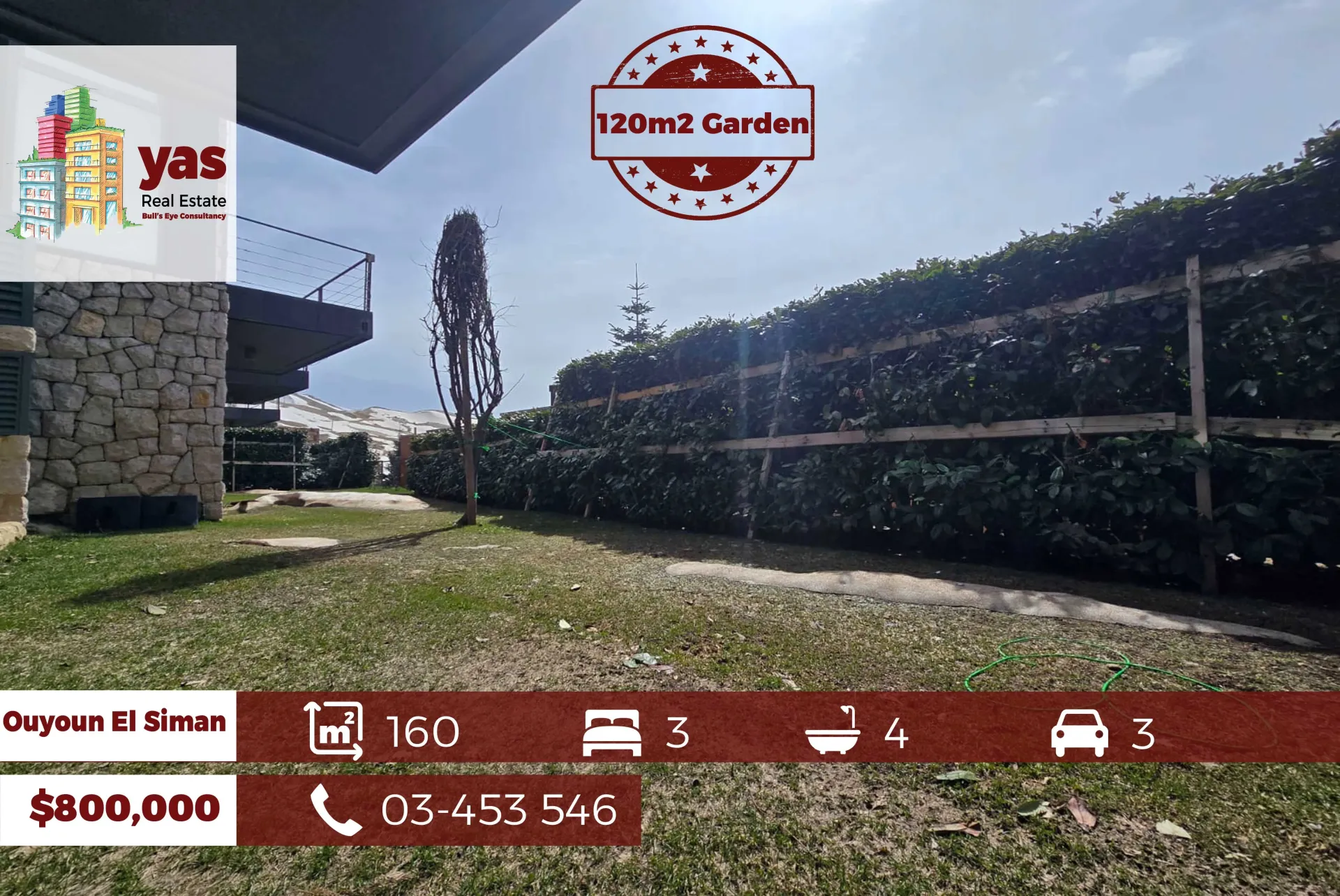 Chalet for Sale in Aayoun El Siman - 3 bed, 4 bath