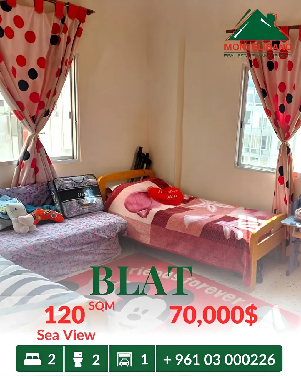 Apartment for sale in Blat, Lebanon