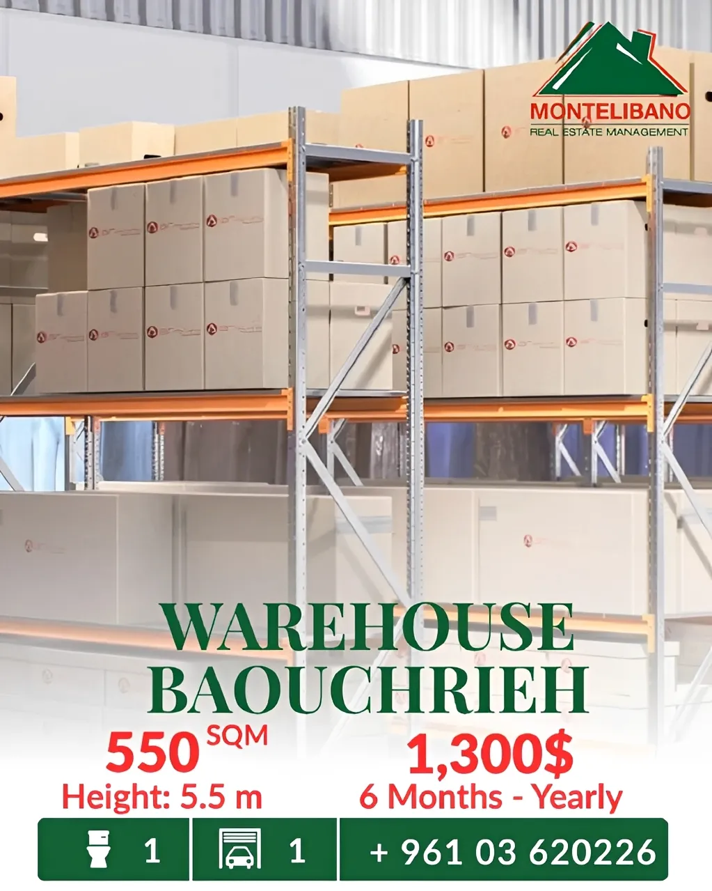 Warehouse for rent in Baouchriyeh