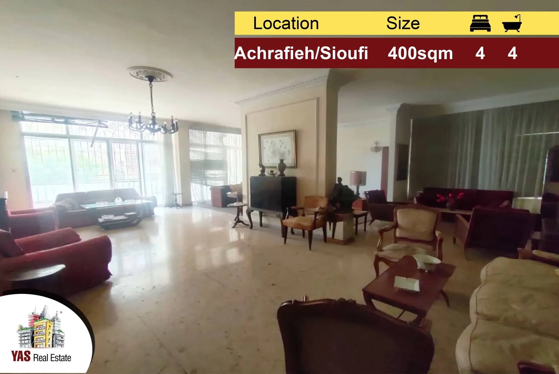 Apartment for Sale in Achrafieh - 4 bed, 4 bath