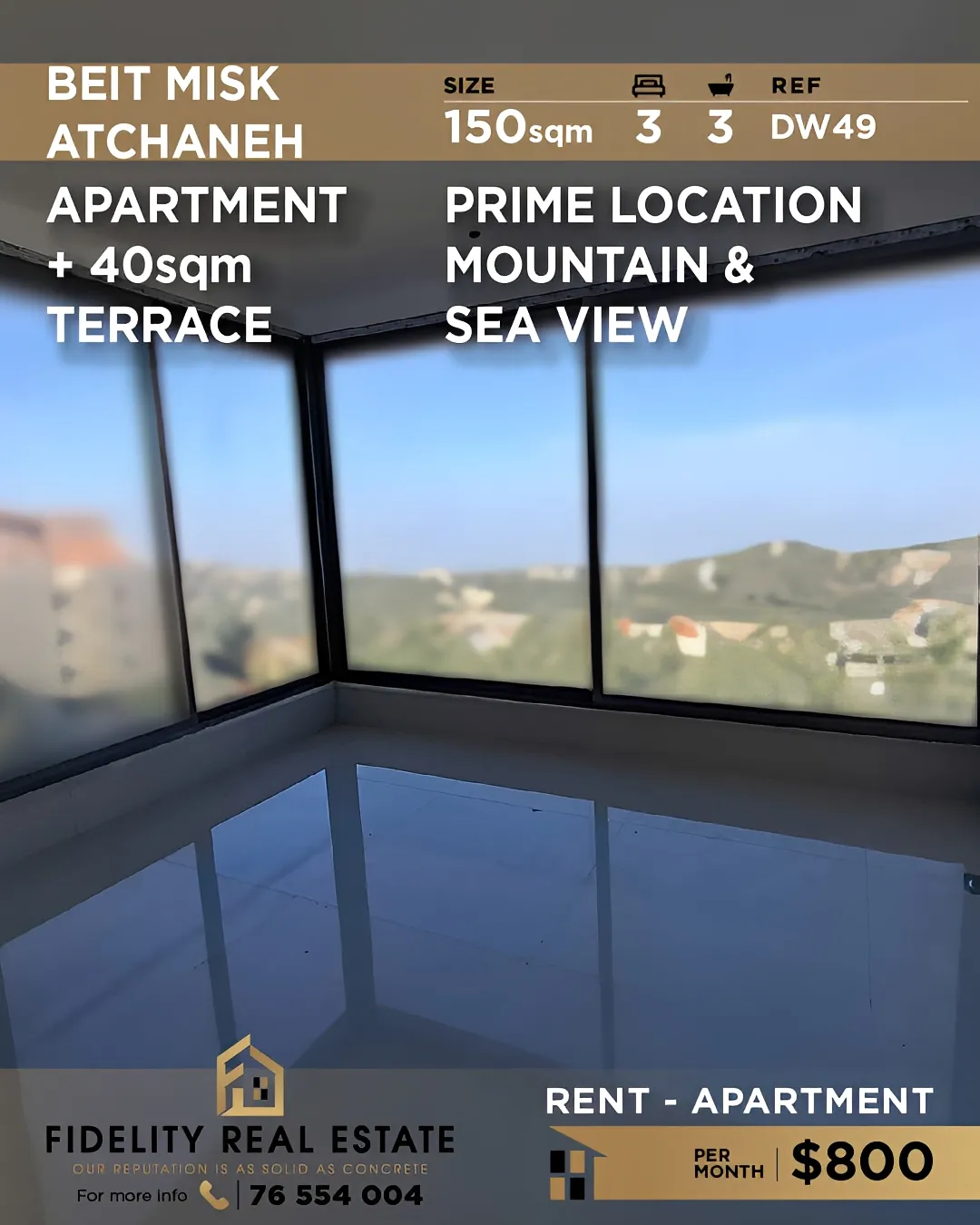 Apartment for rent in Beit Misk، Lebanon - 3 bed, 3 bath